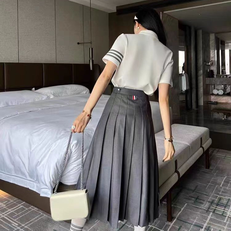 Thom Browne Women's Polo T-Shirt + Mid-Length Skirt Set