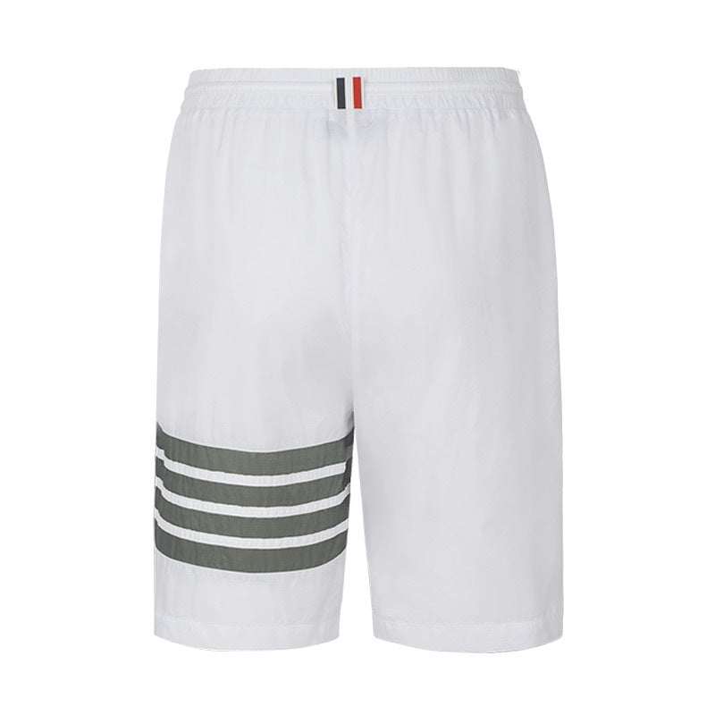 Thom Browne Style Unisex Casual Sweatpants with Signature Four-Bar Detail