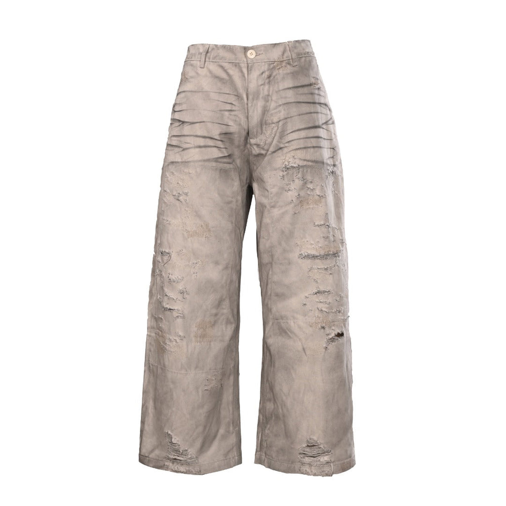 Acne Studios Patch‑Repair Distressed Wide‑Leg Jeans