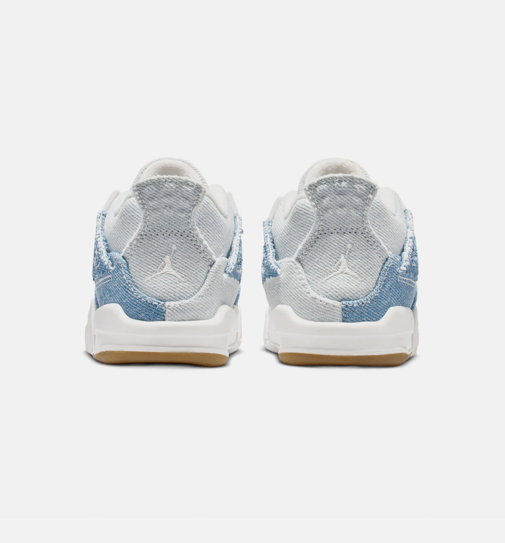 Air Jordan 4 Retro Worn Blue Infant/Toddler Shoes - Sail Worn Blue Metallic Gold