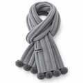 Miu Miu Style Pom-Pom Rib-Knit Scarf