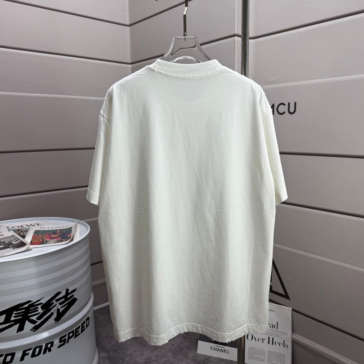 Acne Studios Small Bow‑Graphic Distressed‑Trim Crew‑Neck Short‑Sleeve T‑Shirt