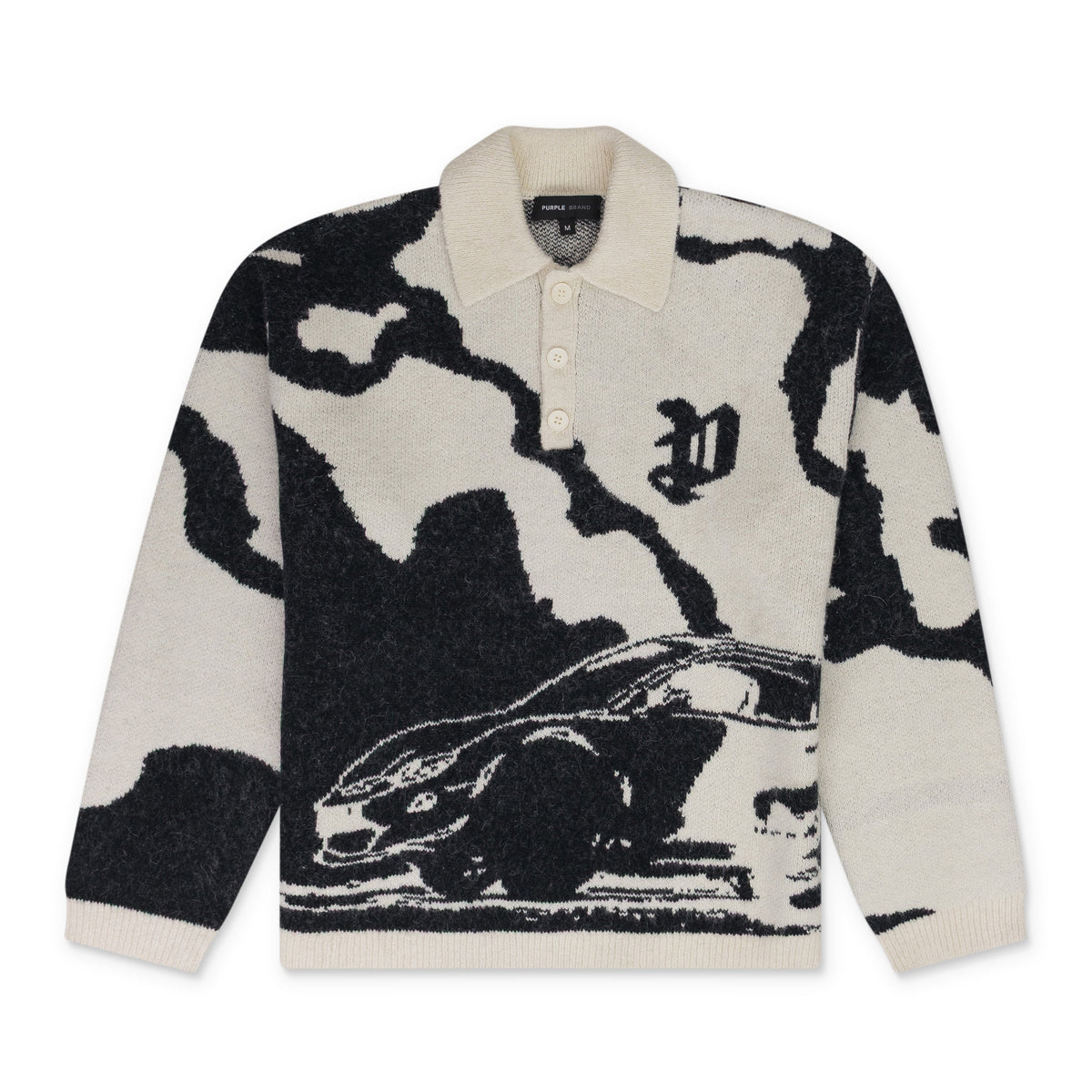 Off White/Black Fireball Polo Sweater