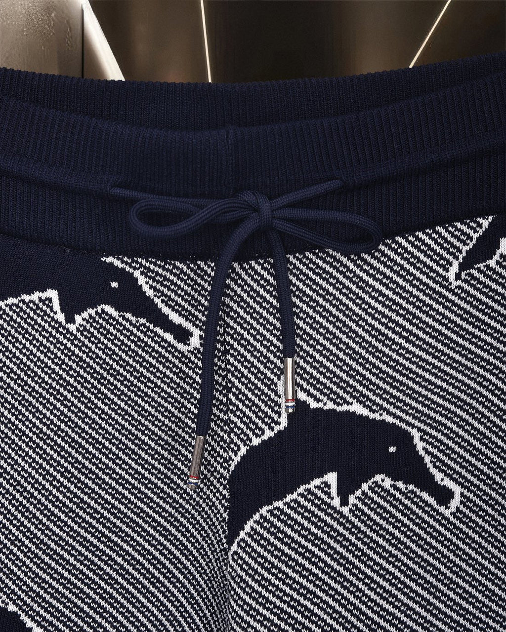 Thom Browne Style Four-Bar Stripe Knit Shorts