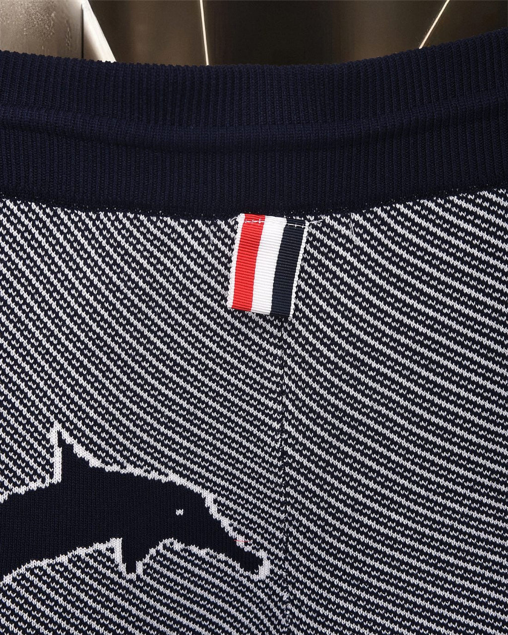 Thom Browne Style Four-Bar Stripe Knit Shorts