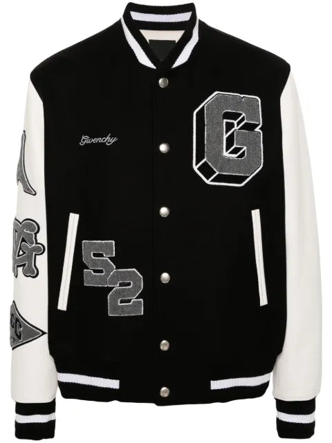 Givenchy varsity jacket in embroidered wool and leather