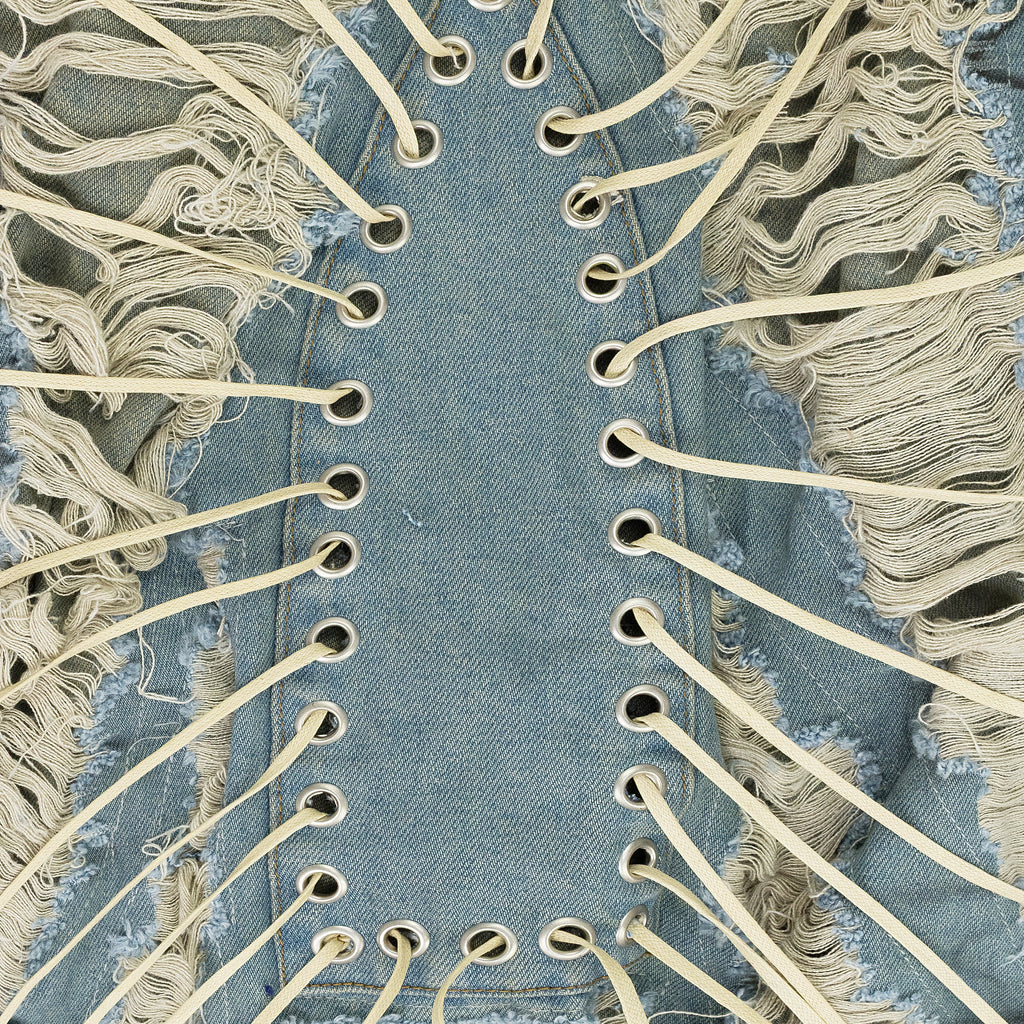 BLUE LACED WINDOW MAXI SKIRT