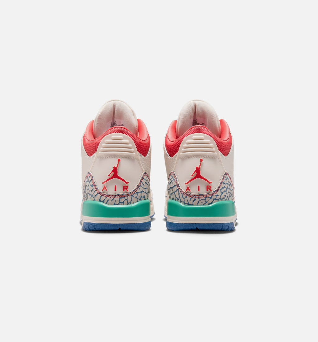 Air Jordan 3 Retro Play Your Way – Grade School Lifestyle Shoe in Chalk/Track Red/True Blue/Kinetic Green