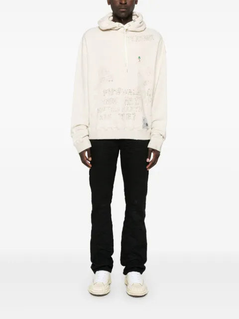 Maison MIHARA YASUHIRO distressed graffiti-print hoodie