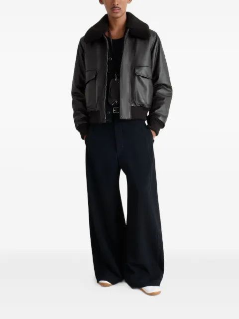 LEMAIRE fur-collar leather jacket