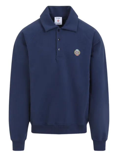 Casablanca polo-neck embroidered sweatshirt