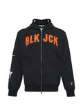 Blackjack zip-fastening logo-detail hoodie