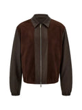 Ferragamo blouson jacket in deerskin leather and suede