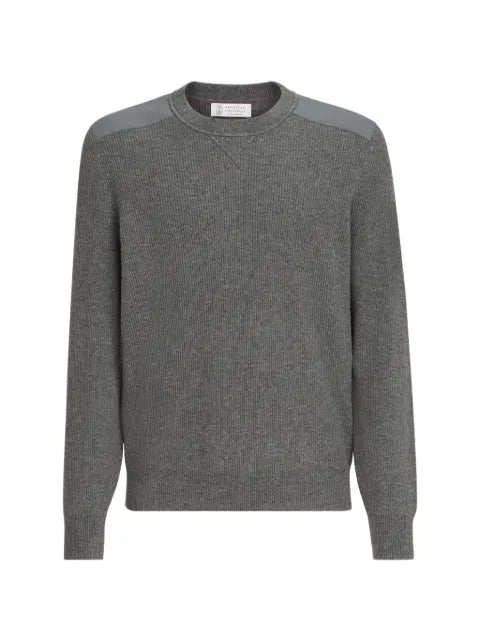Brunello Cucinelli cashmere ribbed sweater with cotton inserts