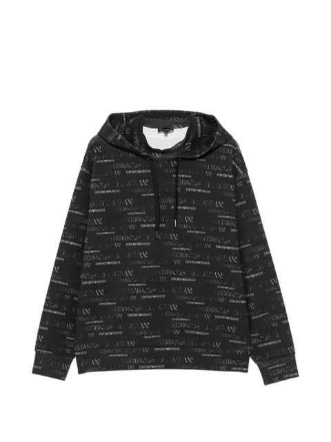 Emporio Armani logo-pattern drawstring hoodie