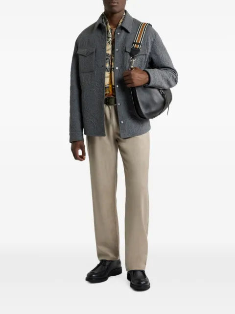 ETRO cotton-blend overshirt with quilt-effect Paisley embroidery