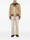 sacai leather-collar zip-up jacket