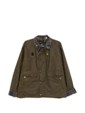 Barbour tartan-collar waxed jacket