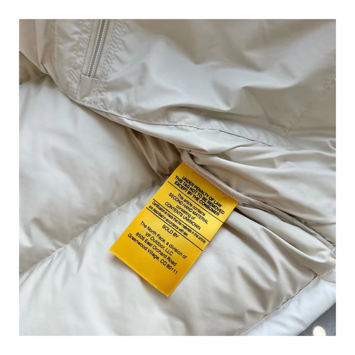 The North Face Cream Cropped Stand-Collar Puffer Jacket