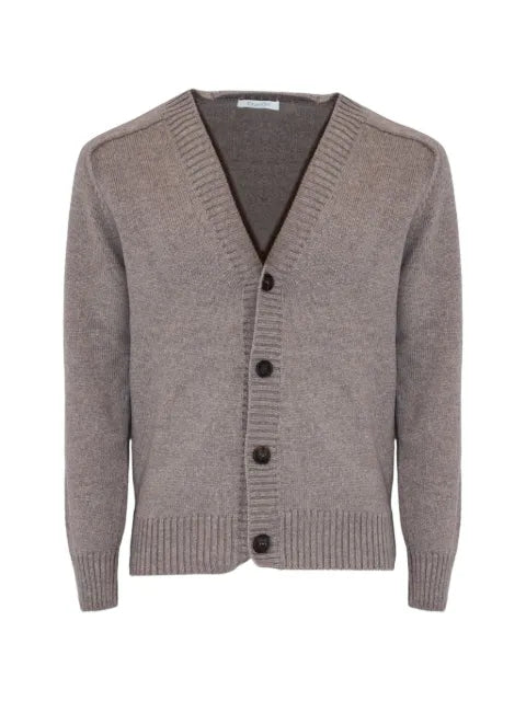 Cruciani button-fastening ribbed-trim cardigan