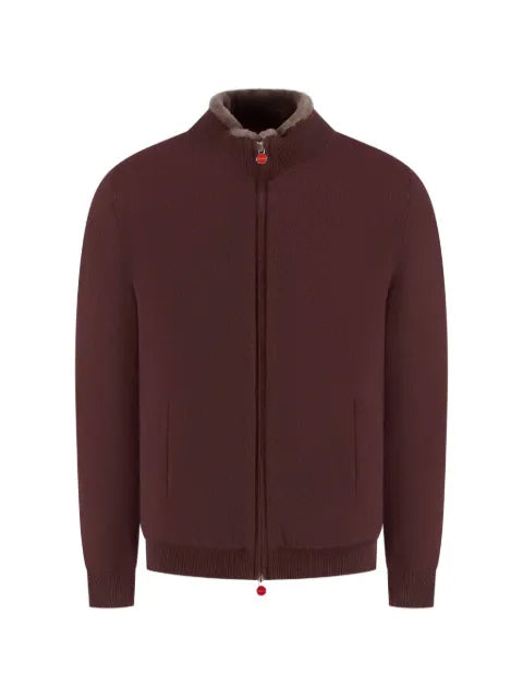 Kiton shearling-trim knitted jacket