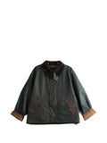 Barbour tartan-panelled waxed-cotton jacket