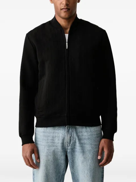 Karl Lagerfeld monogram-jacquard zip-up sweater