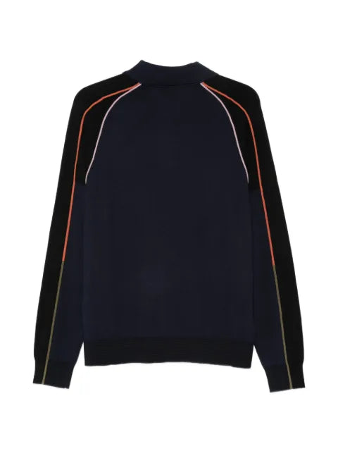 Paul Smith stripe-trim zip-up polo sweater
