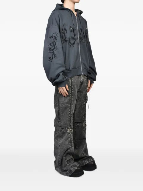 FINE CHAOS Washed Chaos embroidered hoodie