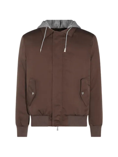Eleventy silk hooded jacket