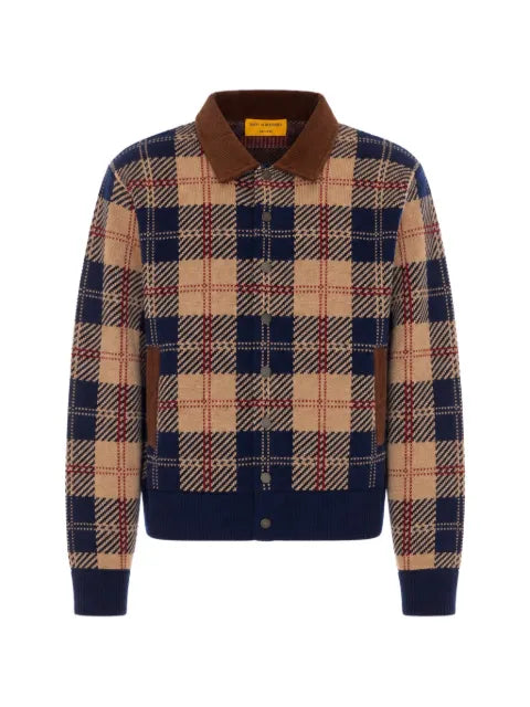 Guest In Residence check-motif corduroy-collar jacket