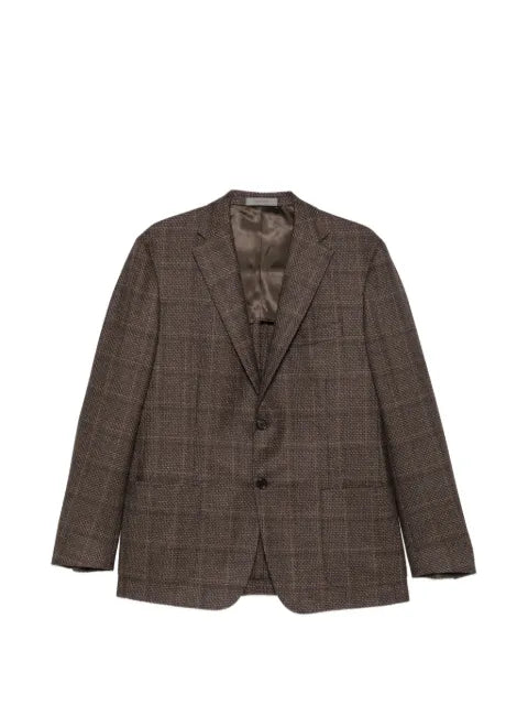 Corneliani check-pattern virgin wool blazer