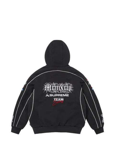 Supreme Racing logo-patch zip-up hoodie