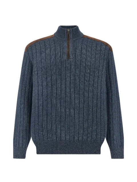 Paul & Shark suede-panelled half-zip sweater