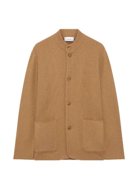 Lardini Mandarin-collar basket-stitch cardigan