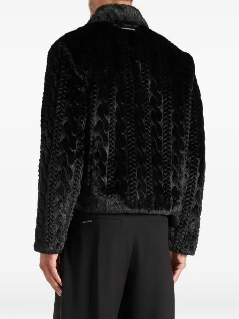 Manière De Voir David plush cable embossed jacket black