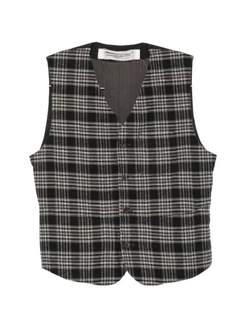 Individual Sentiments check-pattern button-up waistcoat