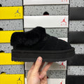UGG Tazz Platform Slip-On Slipper – Suede Moccasin with Tonal Black Shearling Cuff & All-Black Platform Sole in Black