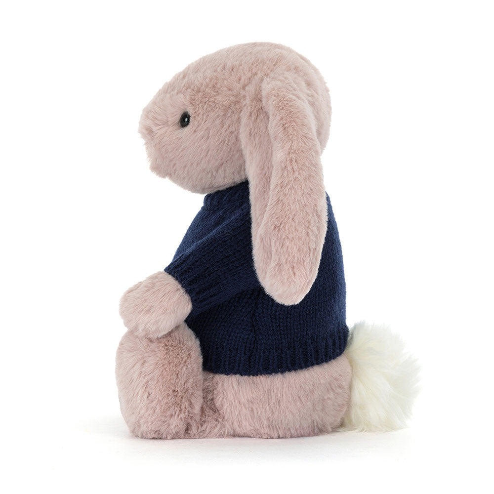 Bashful Luxe Bunny Rosa with Personalized Navy Jumper