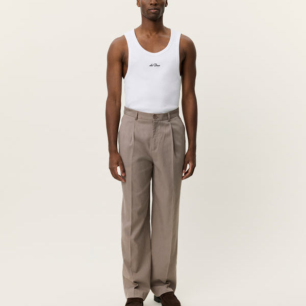Les Deux Reece Pleated Twill Suit Pants: Walnut Brown