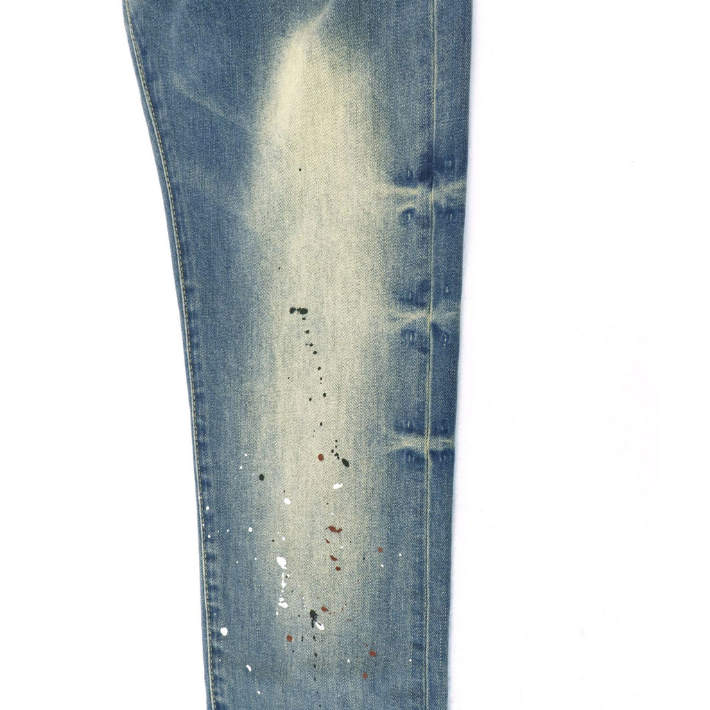 Purple Brand Splash Paint Distressed Skinny Denim Jeans Unisex