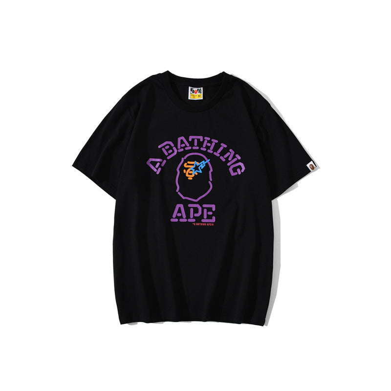 Bathing Ape T-Shirt Purple Ape Head XINGX Lightning T-shirt Male and Female Couples Wear