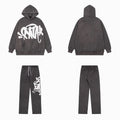 Syna world Drill Graffiti Logo Dark Grey Hoodie And Sweatpants Set