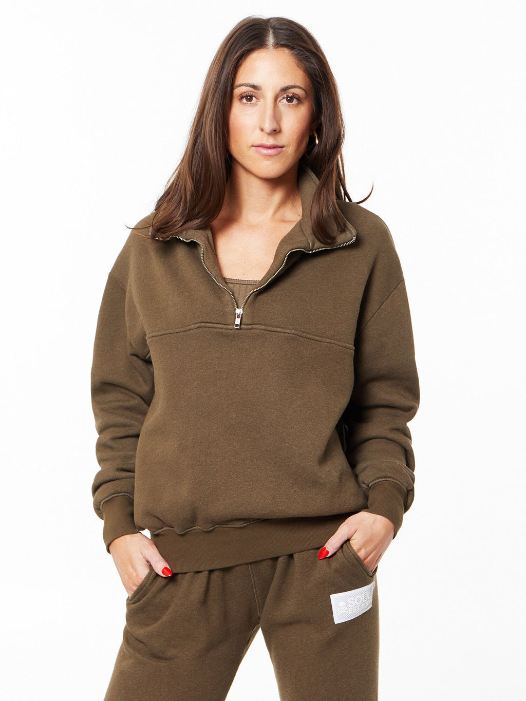 KATIE 1/4 ZIP SWEATSHIRT OLIVE