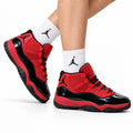 Air Jordan 11 Retro Red and Black Unisex Sneakers Style 01