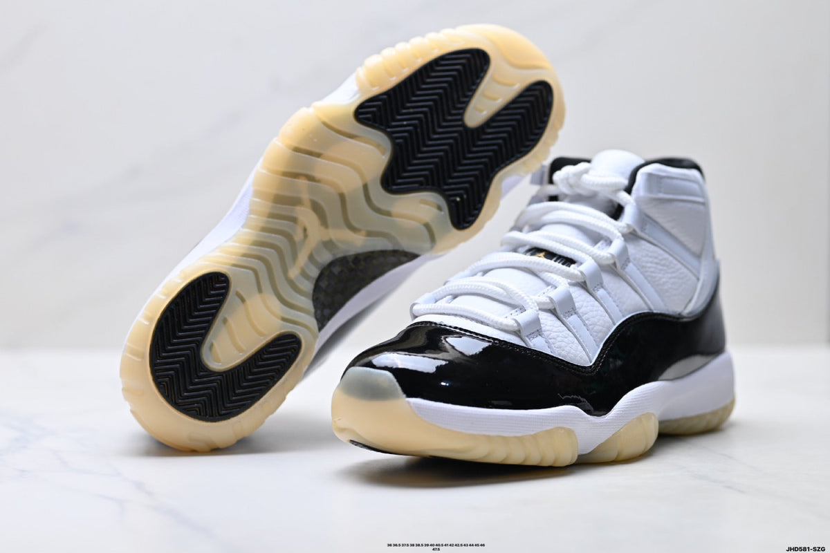 Air Jordan 11 Retro White Black Sail and Gold Unisex Sneakers Style 03
