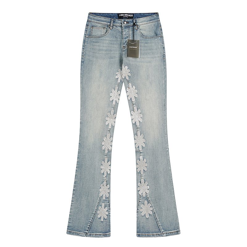 LOSTSHDWS Daisy Appliqué Flared Jeans