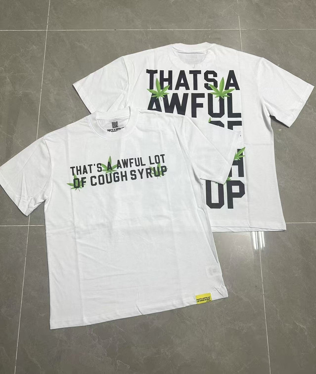 THAT'S A AWFUL LOT OF COUGH SYRUP Leaf Graphic Short-Sleeve T-Shirt
