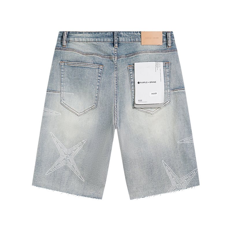 Purple Brand Star Graphic Denim Shorts