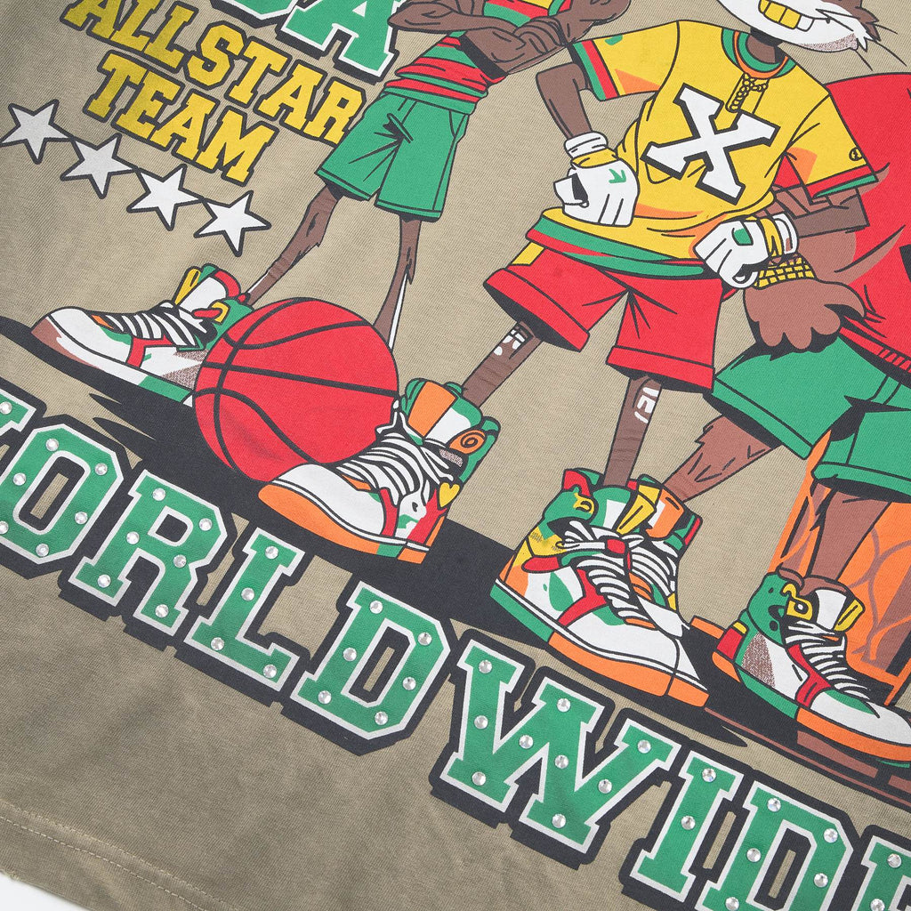 DUAA All Star Basketball Graphic Short-Sleeve T-Shirt - Olive